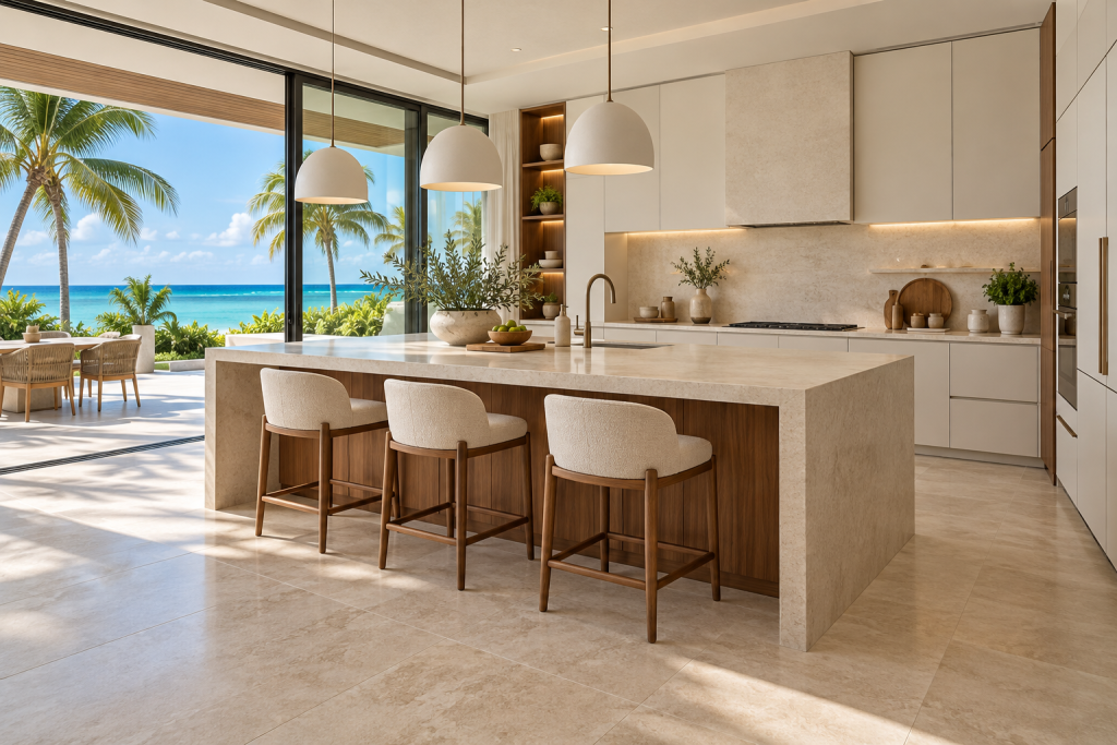 Contemporary Kitchen Island Design in Cayman